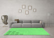 Machine Washable Abstract Emerald Green Modern Area Rugs in a Living Room,, wshabs3439emgrn