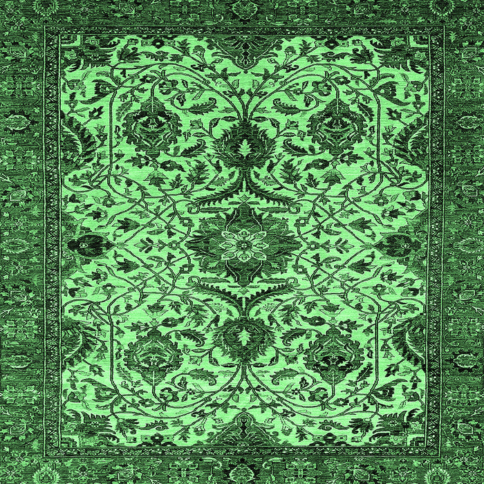 Square Abstract Emerald Green Modern Rug, abs343emgrn