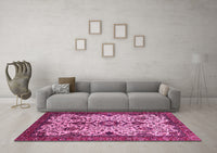 Machine Washable Abstract Pink Modern Rug, wshabs343pnk