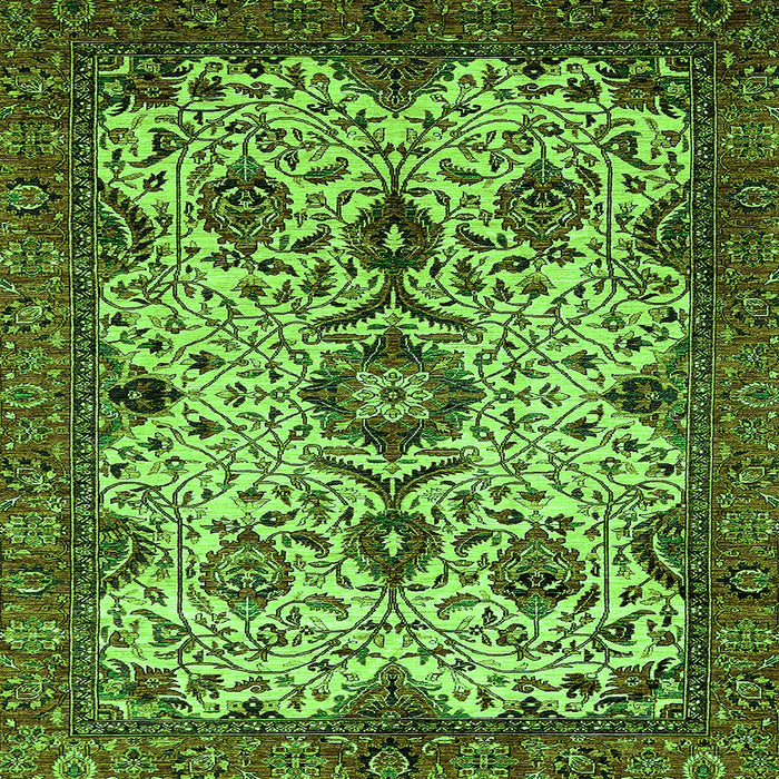 Square Machine Washable Abstract Green Modern Area Rugs, wshabs343grn