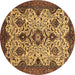 Round Machine Washable Abstract Brown Modern Rug, wshabs343brn