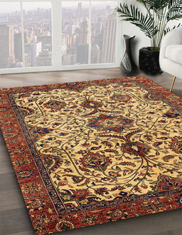 Abstract Orange Modern Rug in Family Room, abs343