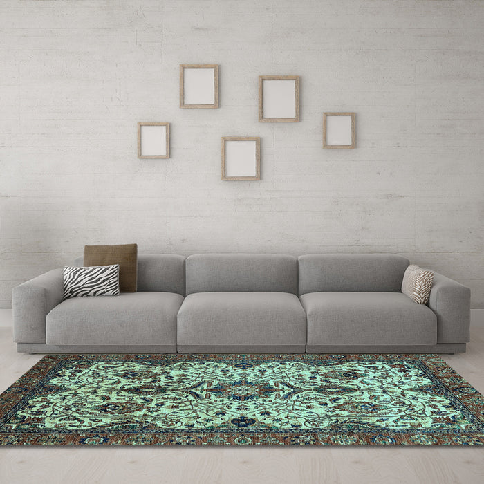 Machine Washable Abstract Light Blue Modern Rug in a Living Room, wshabs343lblu