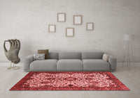 Machine Washable Abstract Red Modern Rug, wshabs343red