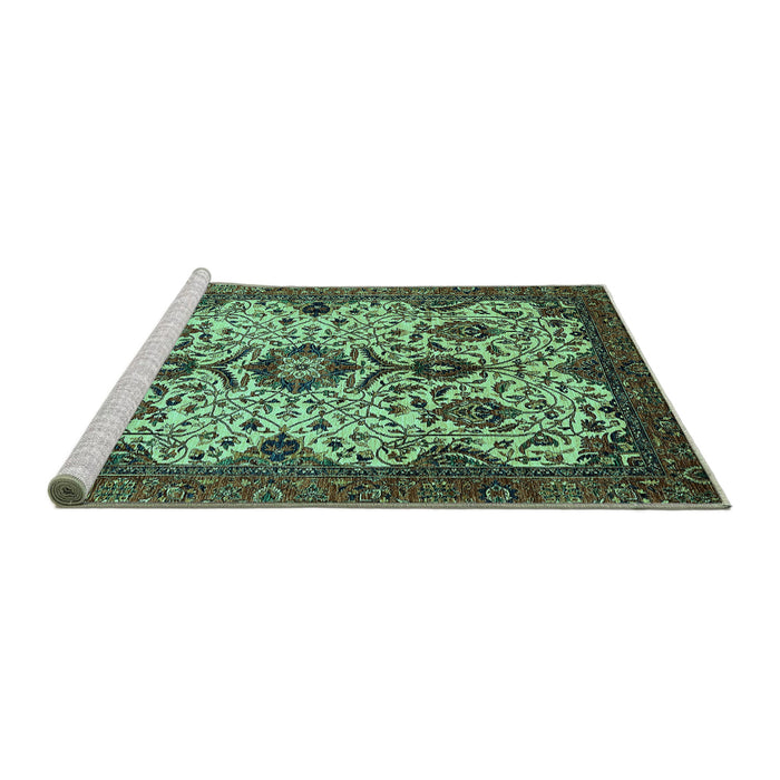 Sideview of Machine Washable Abstract Turquoise Modern Area Rugs, wshabs343turq