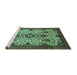 Sideview of Machine Washable Abstract Turquoise Modern Area Rugs, wshabs343turq