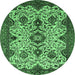 Round Abstract Emerald Green Modern Rug, abs343emgrn