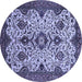 Round Abstract Blue Modern Rug, abs343blu