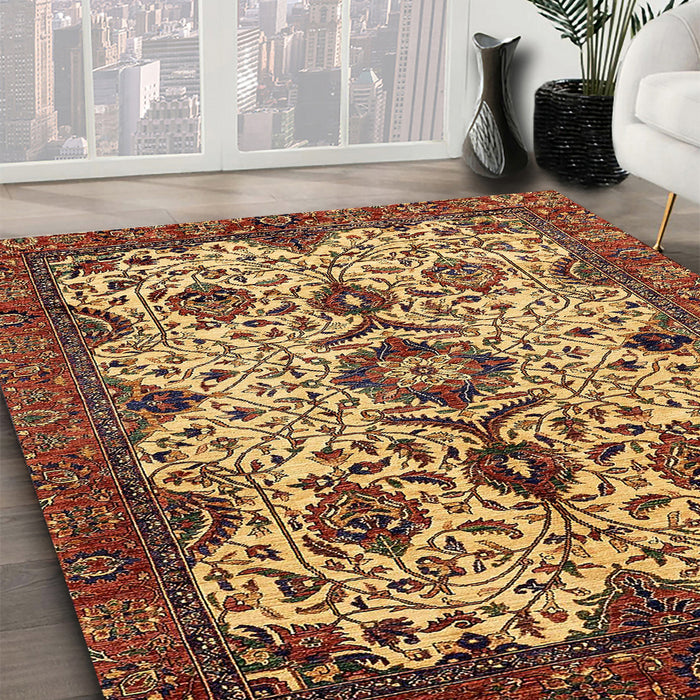 Machine Washable Abstract Orange Rug in a Family Room, wshabs343