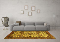 Machine Washable Abstract Yellow Modern Rug, wshabs343yw