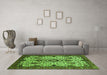 Machine Washable Abstract Green Modern Area Rugs in a Living Room,, wshabs343grn