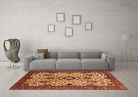 Machine Washable Abstract Orange Modern Rug, wshabs343org