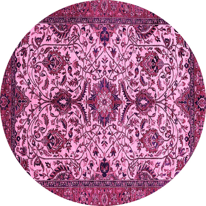 Round Abstract Pink Modern Rug, abs343pnk