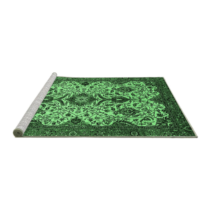 Sideview of Machine Washable Abstract Emerald Green Modern Area Rugs, wshabs343emgrn