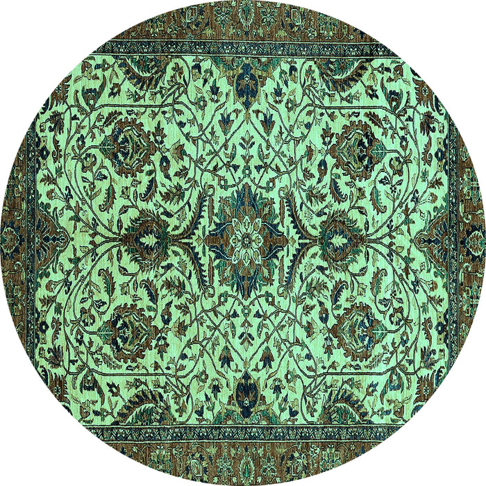 Round Machine Washable Abstract Turquoise Modern Area Rugs, wshabs343turq