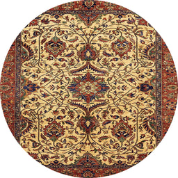 Round Abstract Orange Modern Rug, abs343