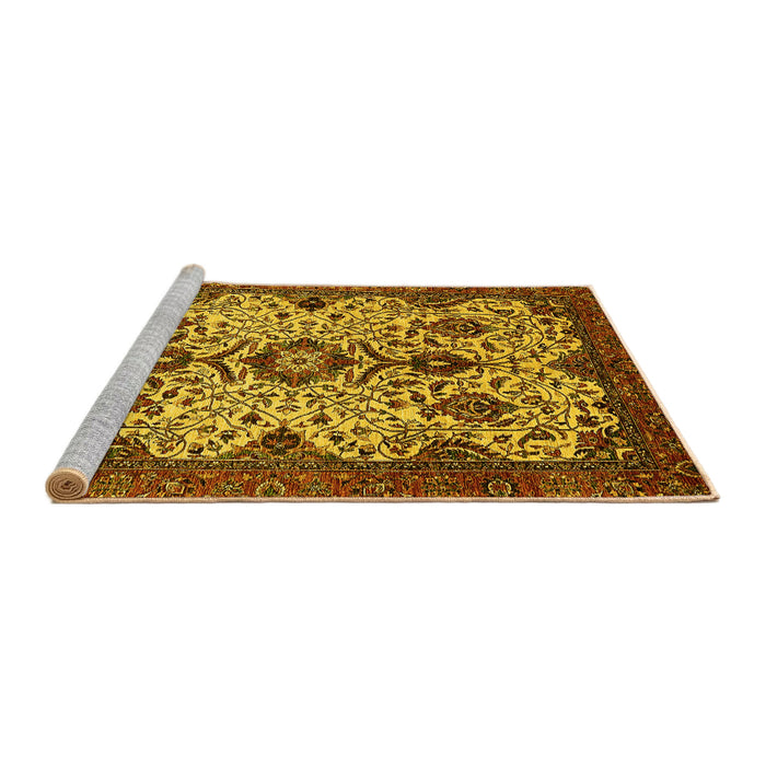 Sideview of Machine Washable Abstract Yellow Modern Rug, wshabs343yw