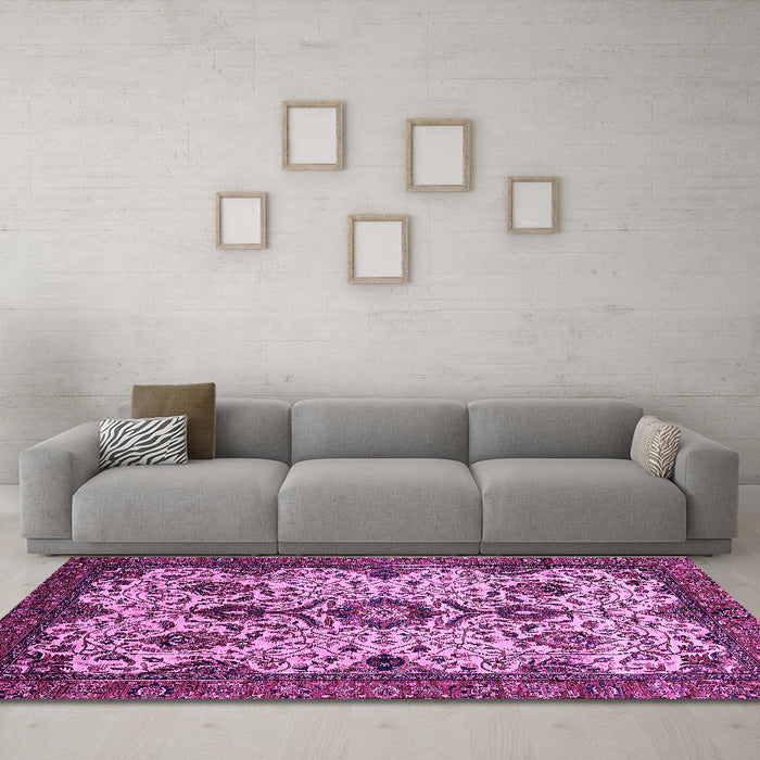 Machine Washable Abstract Purple Modern Area Rugs in a Living Room, wshabs343pur