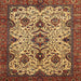 Square Machine Washable Abstract Orange Rug, wshabs343