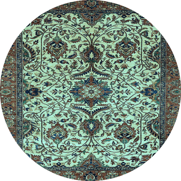 Round Machine Washable Abstract Light Blue Modern Rug, wshabs343lblu