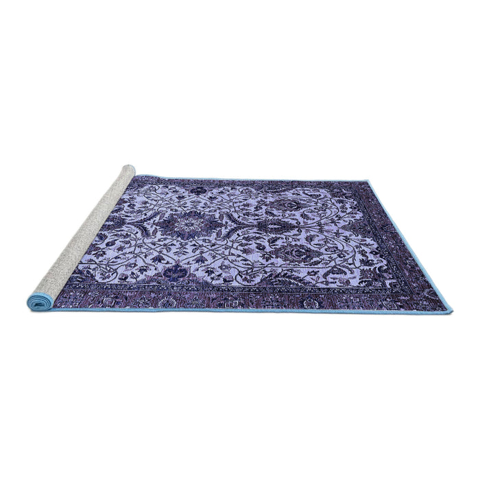Sideview of Machine Washable Abstract Blue Modern Rug, wshabs343blu