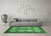 Machine Washable Abstract Emerald Green Modern Area Rugs in a Living Room,, wshabs343emgrn