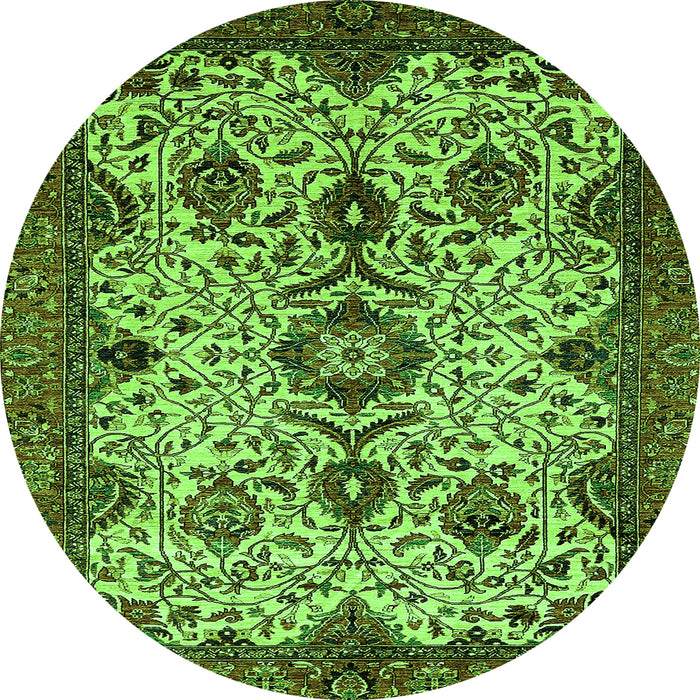 Round Abstract Green Modern Rug, abs343grn