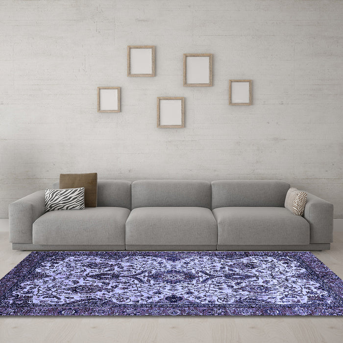 Machine Washable Abstract Blue Modern Rug in a Living Room, wshabs343blu