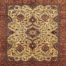 Square Abstract Orange Modern Rug, abs343