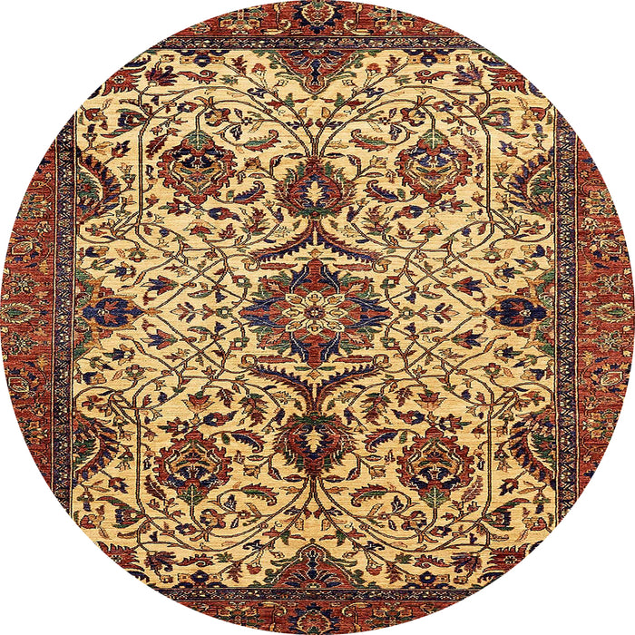 Round Machine Washable Abstract Orange Rug, wshabs343