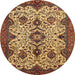 Round Machine Washable Abstract Orange Rug, wshabs343