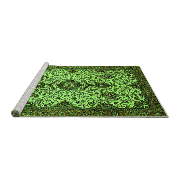 Sideview of Machine Washable Abstract Green Modern Area Rugs, wshabs343grn