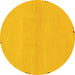 Round Machine Washable Abstract Yellow Modern Rug, wshabs3440yw