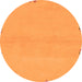 Round Machine Washable Abstract Orange Modern Area Rugs, wshabs3440org