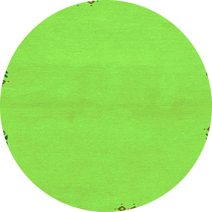 Round Machine Washable Abstract Green Modern Area Rugs, wshabs3440grn