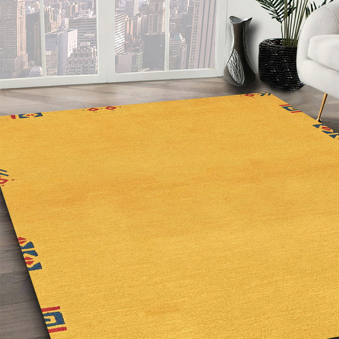 Abstract Orange Modern Rug in Family Room, abs3440