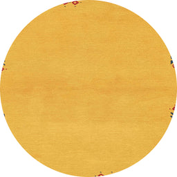 Round Machine Washable Abstract Orange Rug, wshabs3440