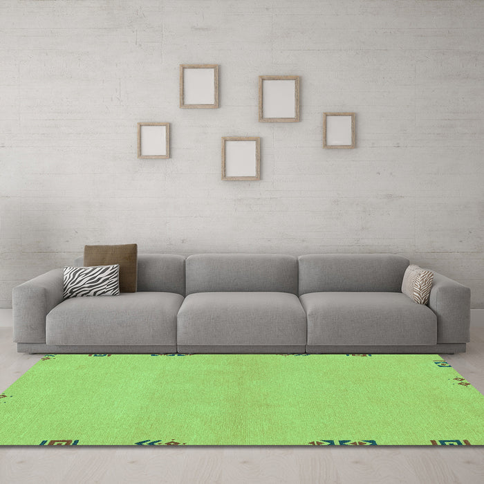 Machine Washable Abstract Turquoise Modern Area Rugs in a Living Room,, wshabs3440turq