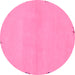 Round Machine Washable Abstract Pink Modern Rug, wshabs3440pnk