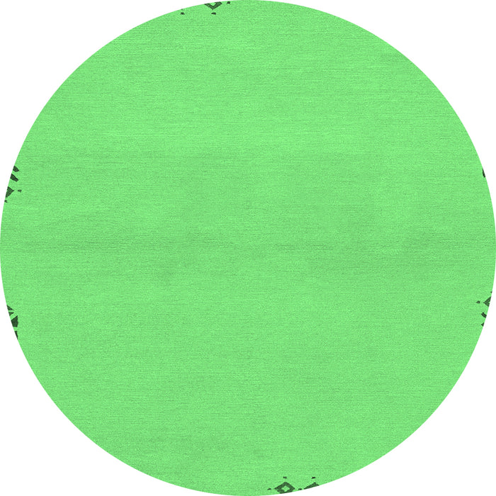 Round Machine Washable Abstract Emerald Green Modern Area Rugs, wshabs3440emgrn