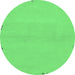 Round Machine Washable Abstract Emerald Green Modern Area Rugs, wshabs3440emgrn