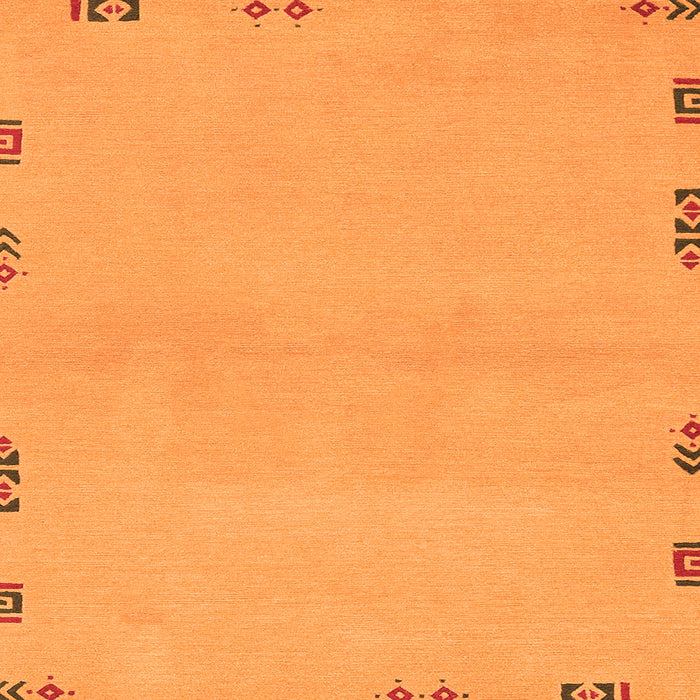 Square Machine Washable Abstract Orange Modern Area Rugs, wshabs3440org