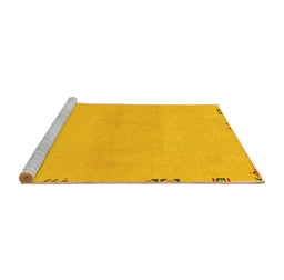 Sideview of Machine Washable Abstract Yellow Modern Rug, wshabs3440yw
