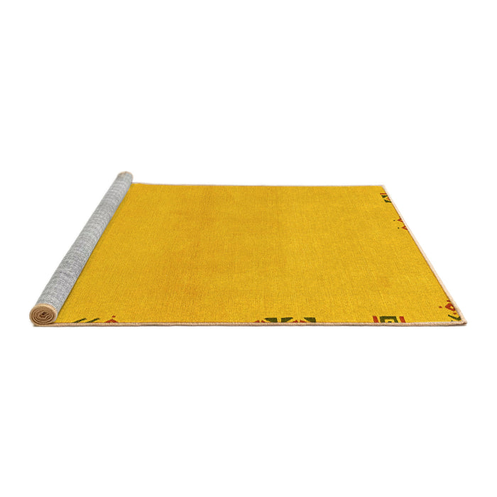 Sideview of Machine Washable Abstract Yellow Modern Rug, wshabs3440yw
