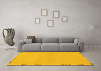 Machine Washable Abstract Yellow Modern Rug, wshabs3440yw