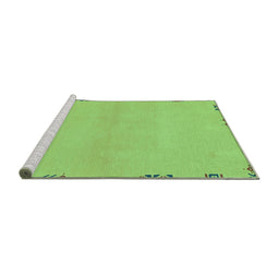 Sideview of Machine Washable Abstract Turquoise Modern Area Rugs, wshabs3440turq