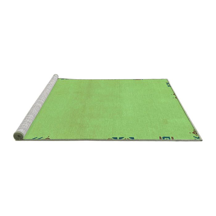 Sideview of Machine Washable Abstract Turquoise Modern Area Rugs, wshabs3440turq
