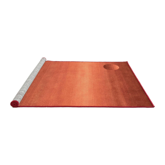 Sideview of Machine Washable Abstract Orange Red Rug, wshabs3441