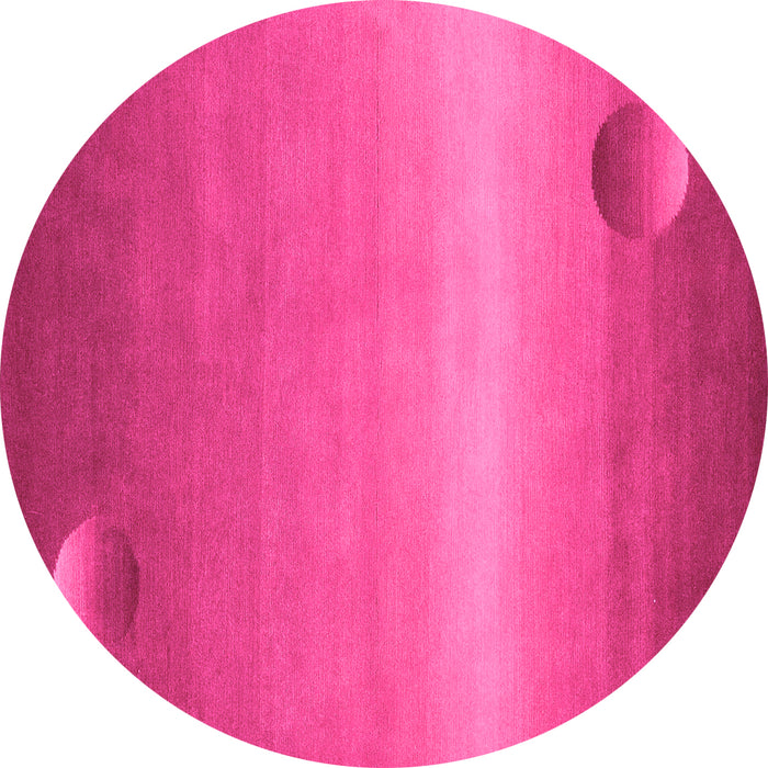 Round Machine Washable Abstract Pink Modern Rug, wshabs3441pnk