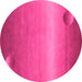 Round Machine Washable Abstract Pink Modern Rug, wshabs3441pnk